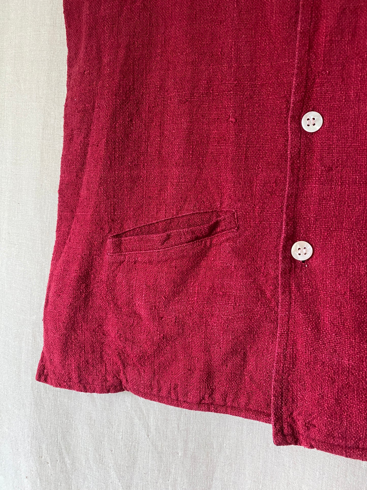 red silk button up vest